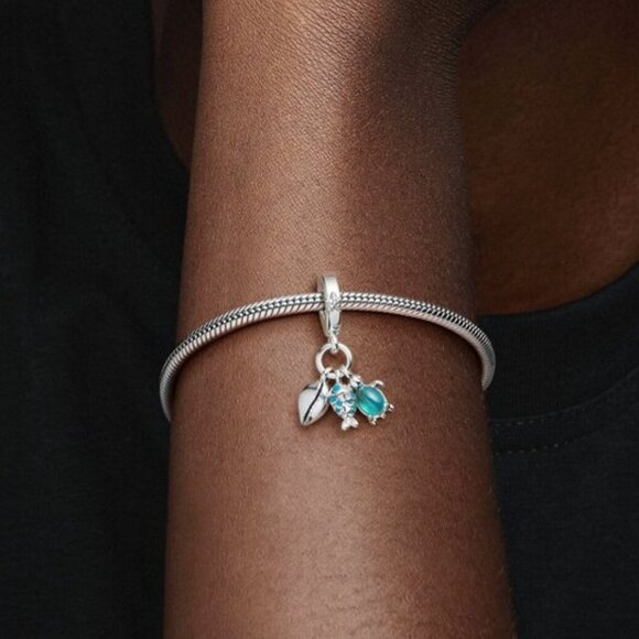 Pandora Fish, Sea Turtle & Conch Triple Dangle Charm - Picture 5 of 6